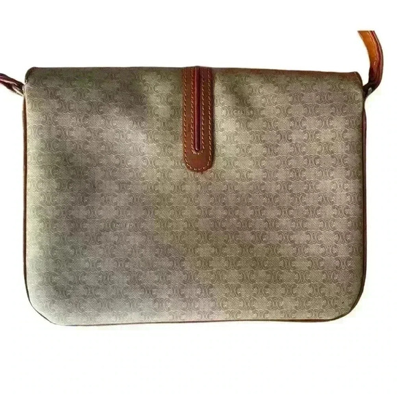 CELINE Macadam Blason Shoulder Cross Body Bag PVC Leather Beige - Picture 3 of 16